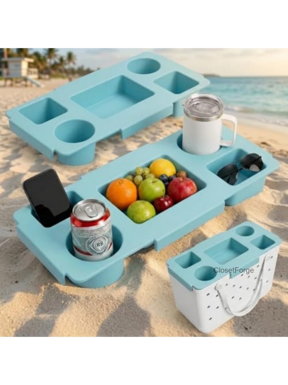 XL Bogg Bag Topper Tray with Cup Holders, EVA Tabletop Organizer for Beach,